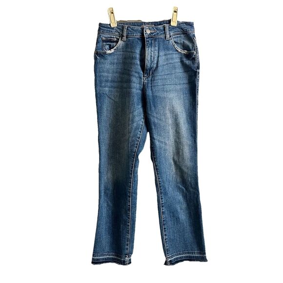 DL1961 Wom Jeans Sz27 Jerry High Rise Straight Linden Distressed Raw Hem Stretch - Picture 1 of 12